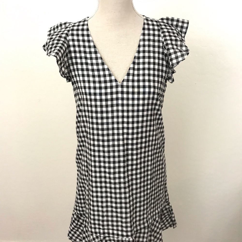 Madewell Gingham Check Flutter Sleeve Casual Dress - image 4
